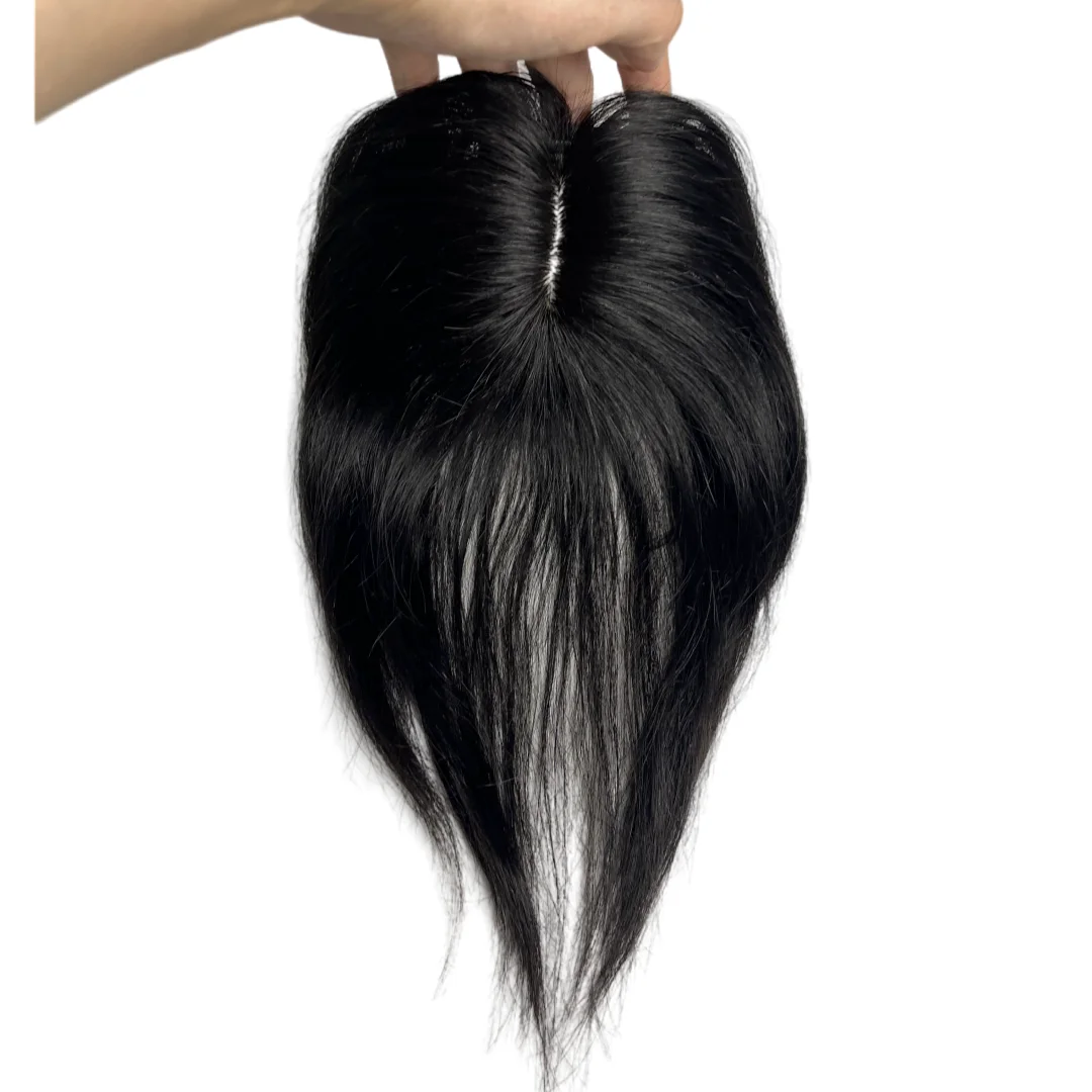 Adornos de cabello Natural para mujer, flequillo con clip, Base de encaje y Pu, postizos humanos, parte media, solución perfecta para adelgazar el cabello