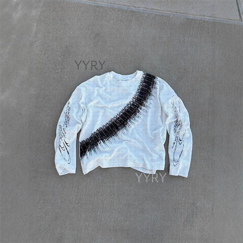 

Winter/Autumn Fashion Streetwear Women's Long-Sleeve Top Artistic Black Print Trendy Loose Sweatshirt Edgy Casual Pullover