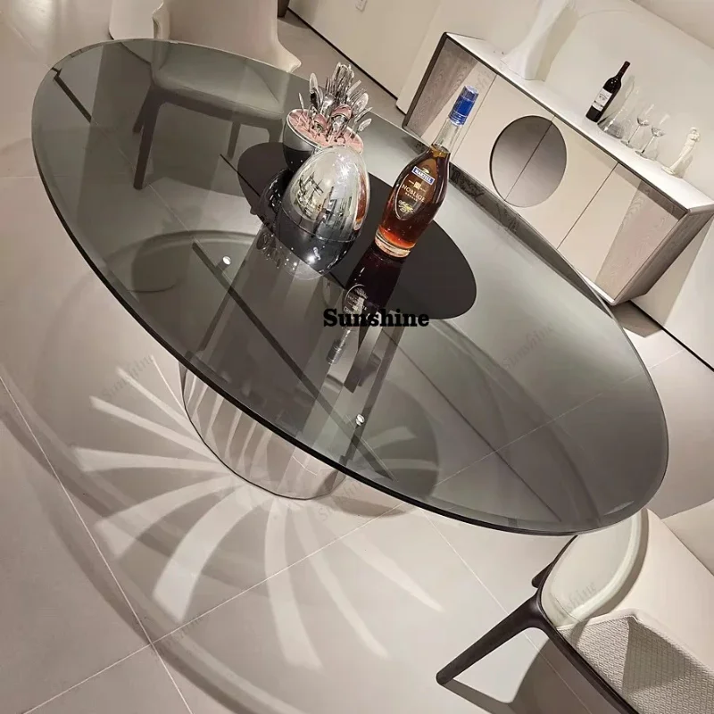 

TDStainless Steel Modern, Double Laminated Tempered Glass Dining Table