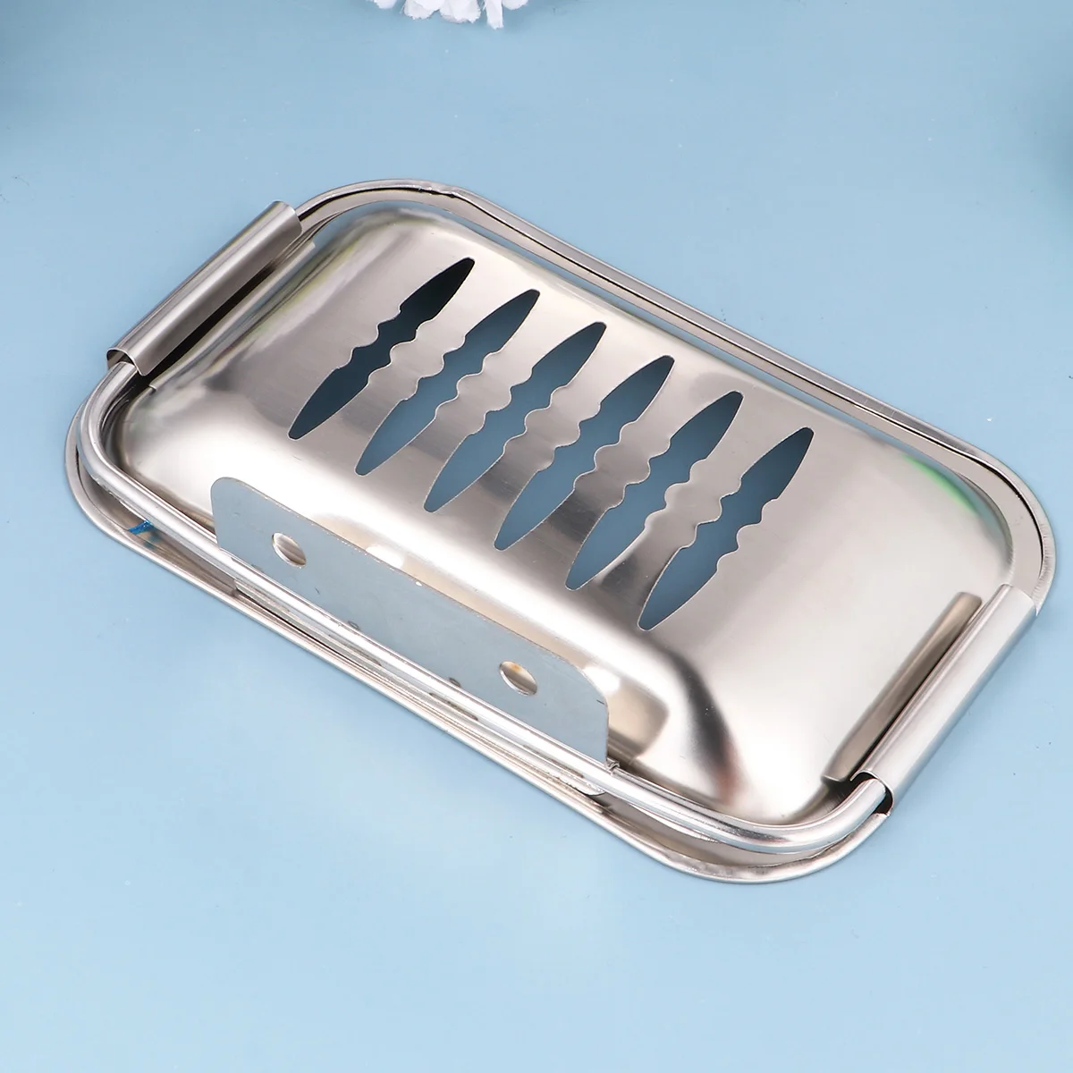 

Stainless Steel Soap Dish Rectangular Crimped Edge Double Screw Stable Wall Mounted Basket for Bathroom Kitchen Washingroom