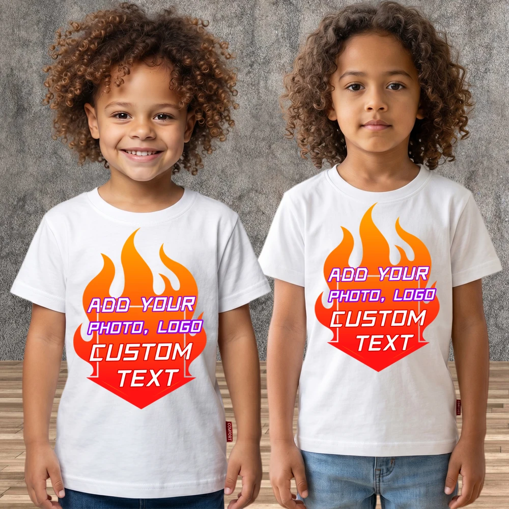 

Custom Kids T-Shirt Blank Personalized Design Logo Photo or Text Children Boy Girl Customized Name Tshirt Make Your Own Shirt
