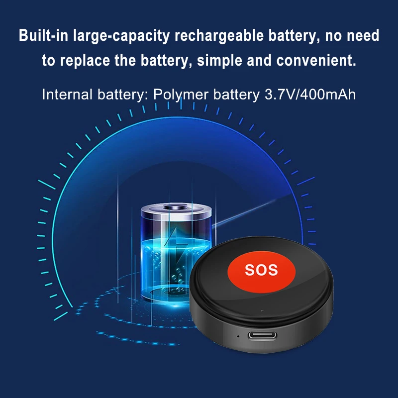 Tuya WiFi SOS-noodknop met Smart Life APP-meldingen Eén sleutel waarschuwing Muur Kleverig / nekbandontwerp voor ouderen en kinderen