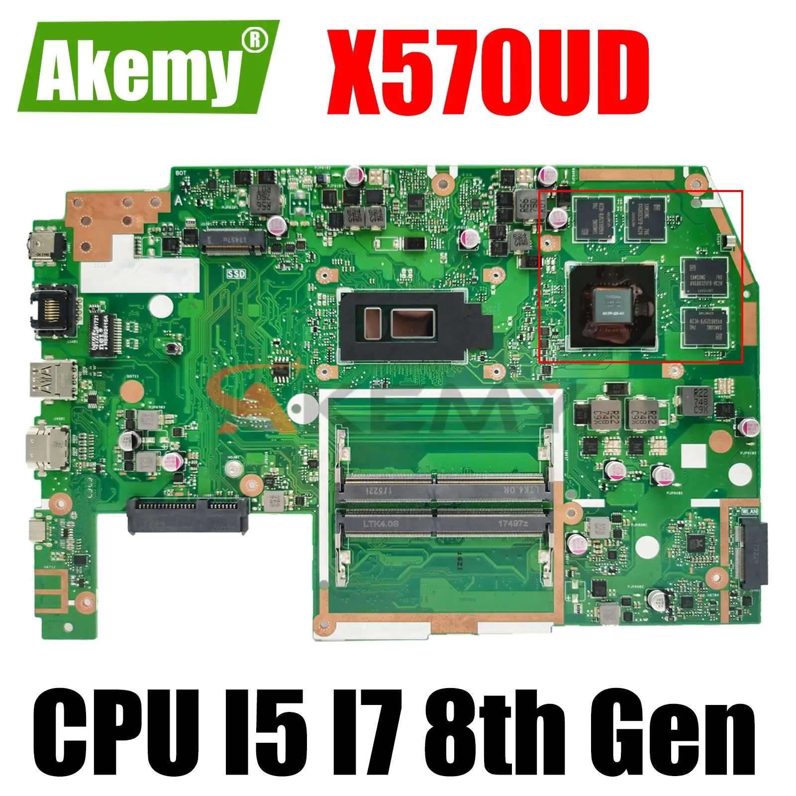 

AKEMY X570UD Notebook Mainboard For ASUS TUF YX570U YX570UD X570U FX570U FX570UD Laptop Motherboard I5 I7 8th Gen GTX1050