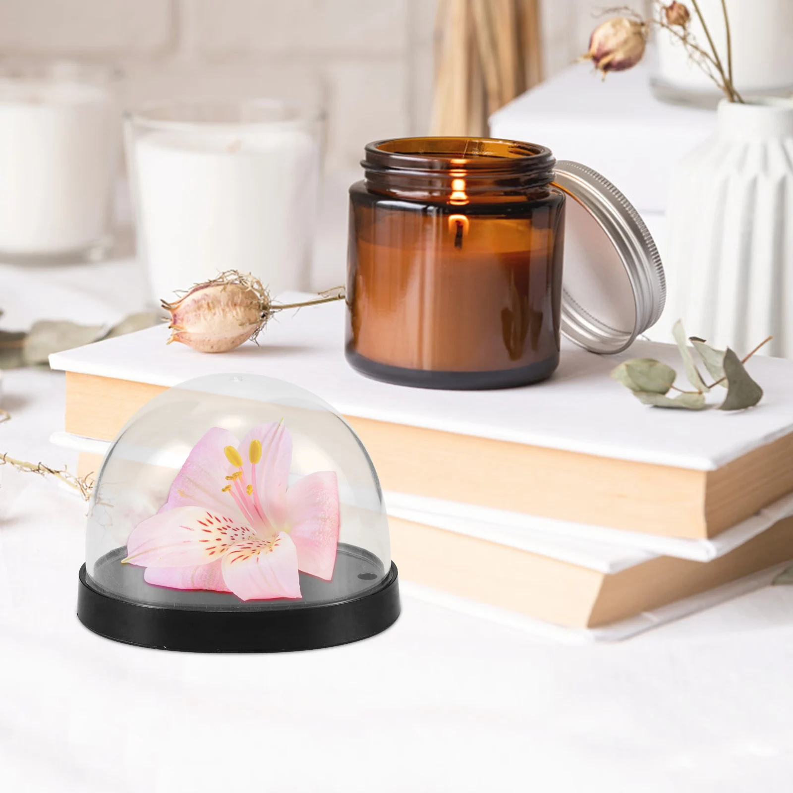 

5 set Glass Cloche Display Cases High Transparency Plastic Vase Cover Mini Bell Jar Collectibles Protective Decorative Dome