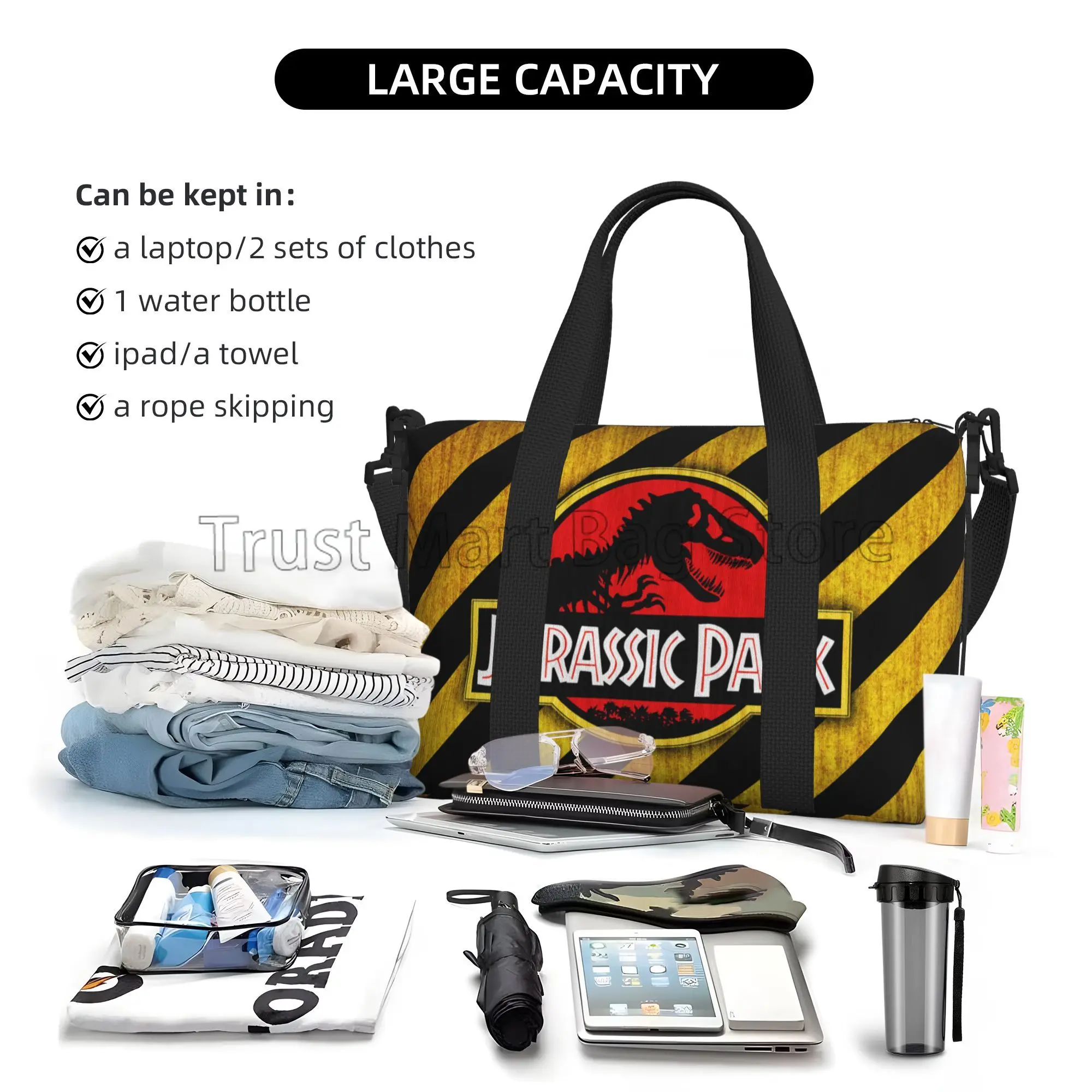 Jurassic Park Logo Print Torby marynarskie Unisex Przenośna wodoodporna torba podróżna na bagaż Weekender Overnight Tote Bag