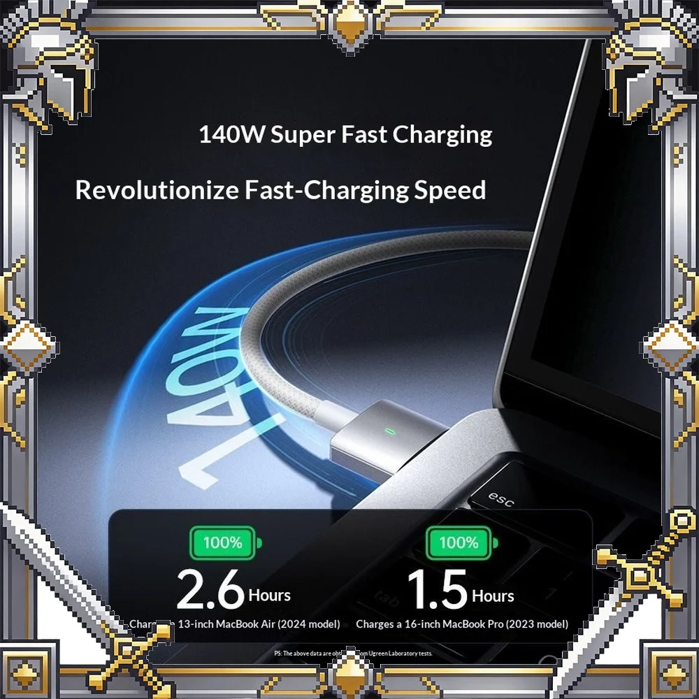 UGREEN US530 MagSafe 3 to USB C Cable 2m 140W Magnetic Fast Charging for MacBook Air Pro Laptop