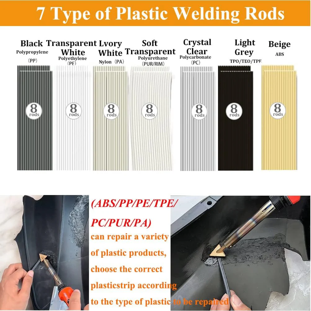 120pcs Plastic Welding Rods ABS PP PE PVC For Auto Bumper Repair Household Items With Soldering Iron Hand Tools Kit