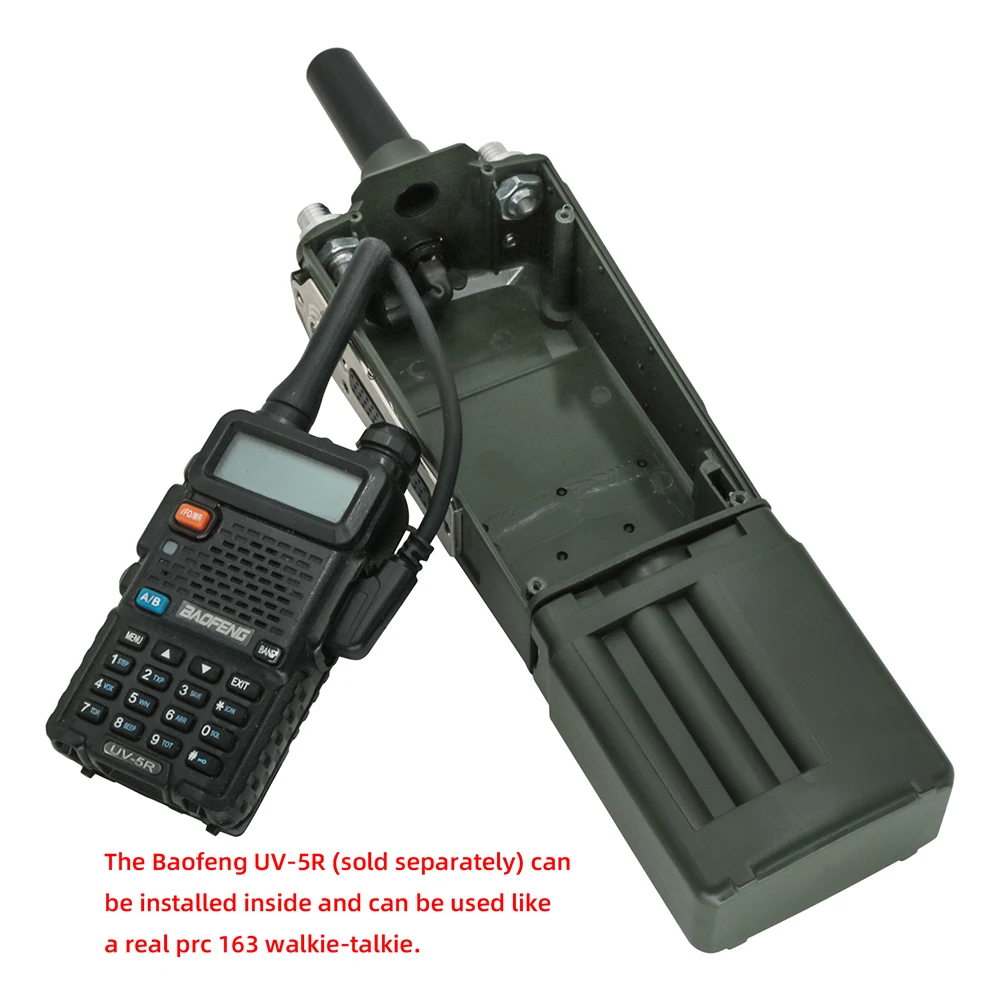 Hearangel 6 Pin V2 Ptt Tactical PRC-163 Harris Military Radio Dummy Virtual Non-Functional Walkie Talkie Model for Baofeng UV5R