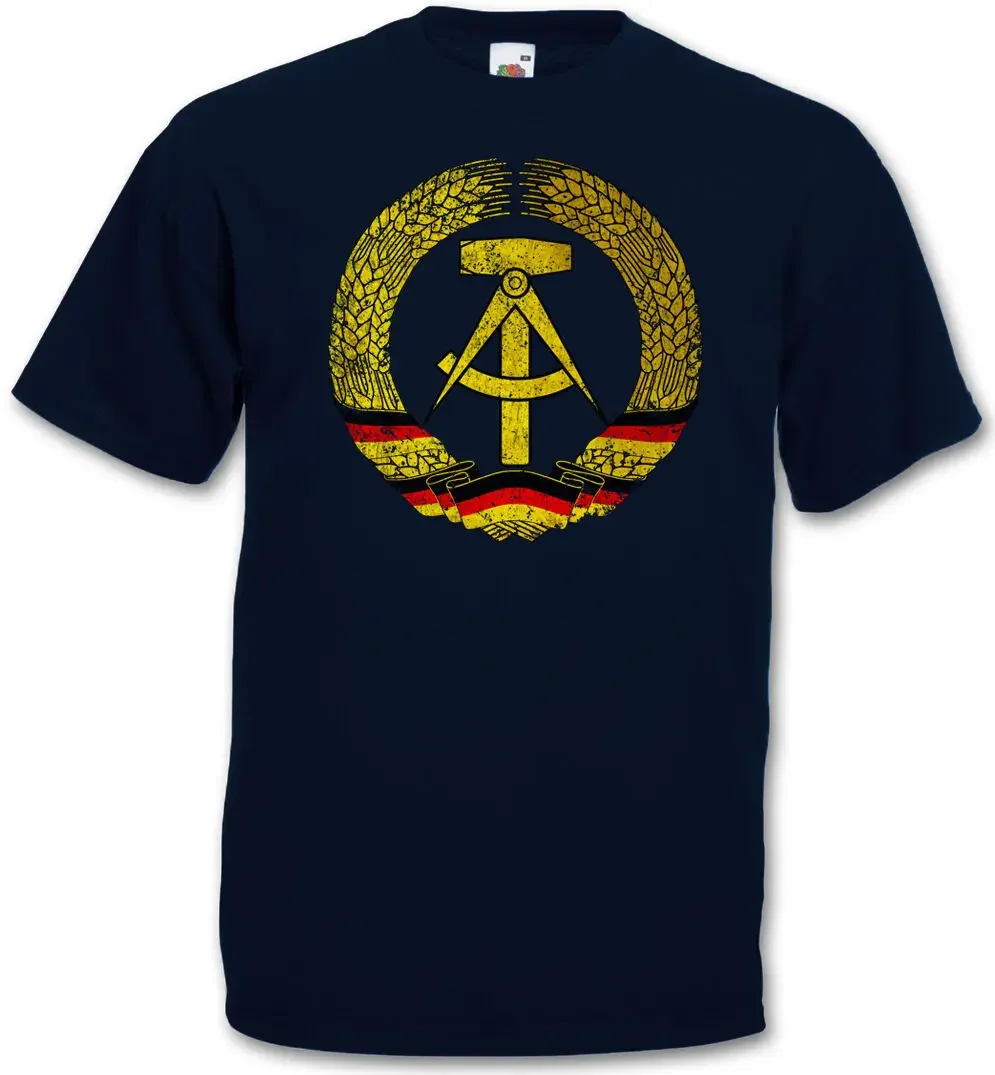 East Germany GDR Flag Crest Nostalgia Logo T-Shirt 100% Cotton O-Neck Summer Short Sleeve Casual Mens T-shirt Size S-3XL