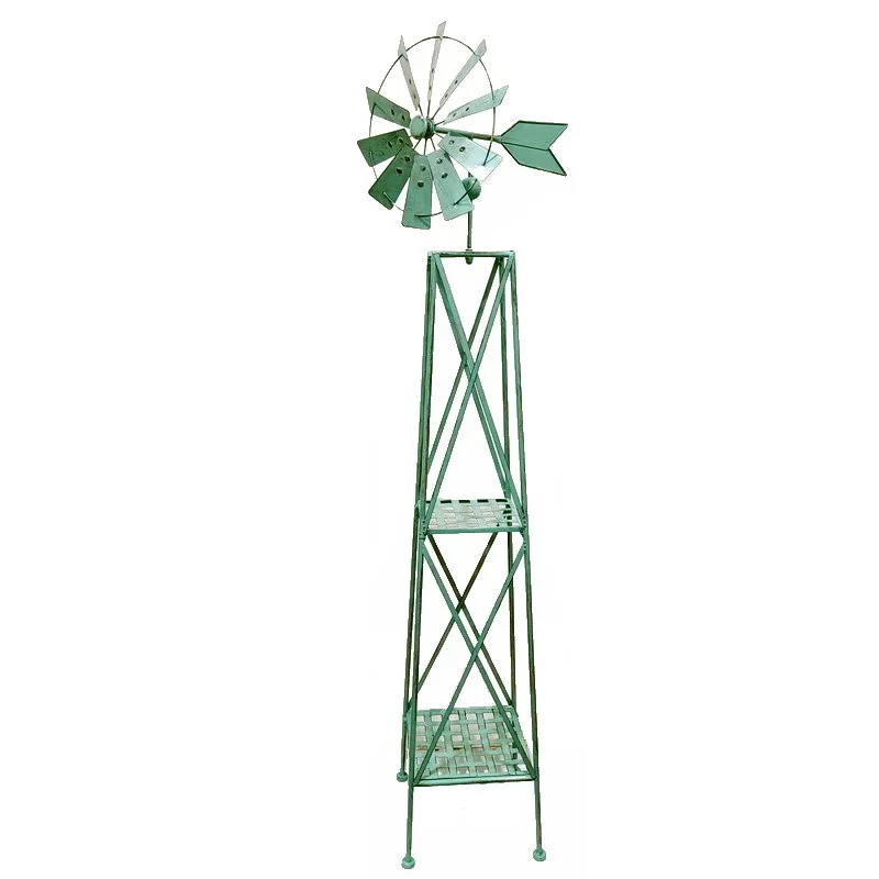 

Garden decoration wedding wrought iron flower stand, courtyard floor rack, multi-functional rotating windmill home color