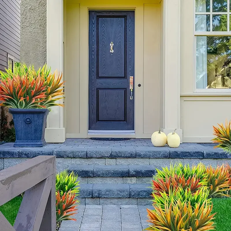 1/4 Stück, UV-beständige künstliche Pflanzen für den Außenbereich – hohes Gras, tropische Blumen und Sträucher – perfekt für das ganze Jahr und für den Innenbereich – Detail 1