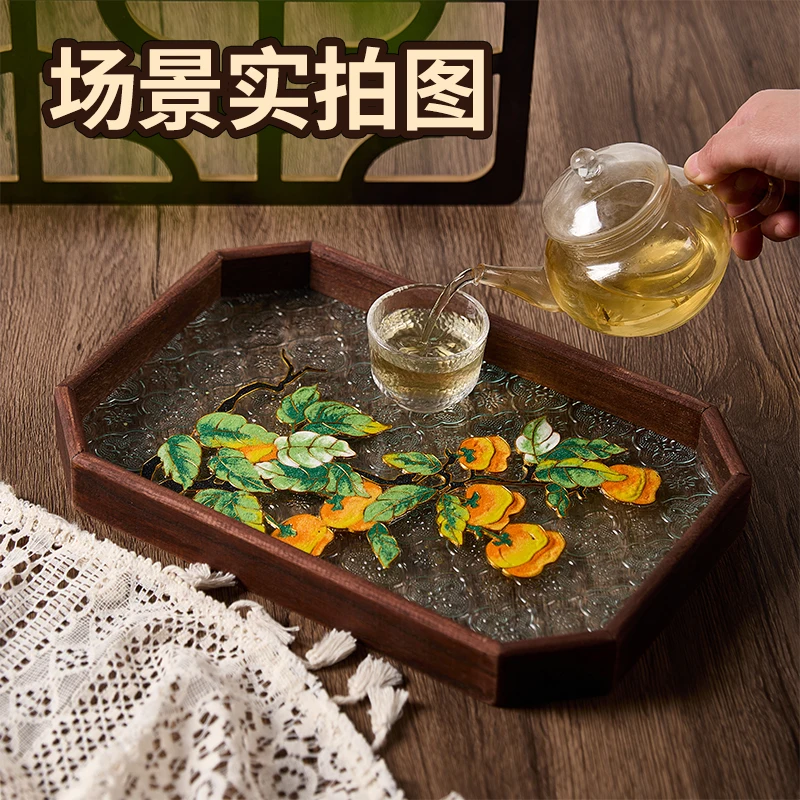 لوحة بالمينا من Cloisonne ، صينية شاي ، مواد يدوية الصنع ، زخرفة الهدايا ، التراث الثقافي ، المواد التقليدية