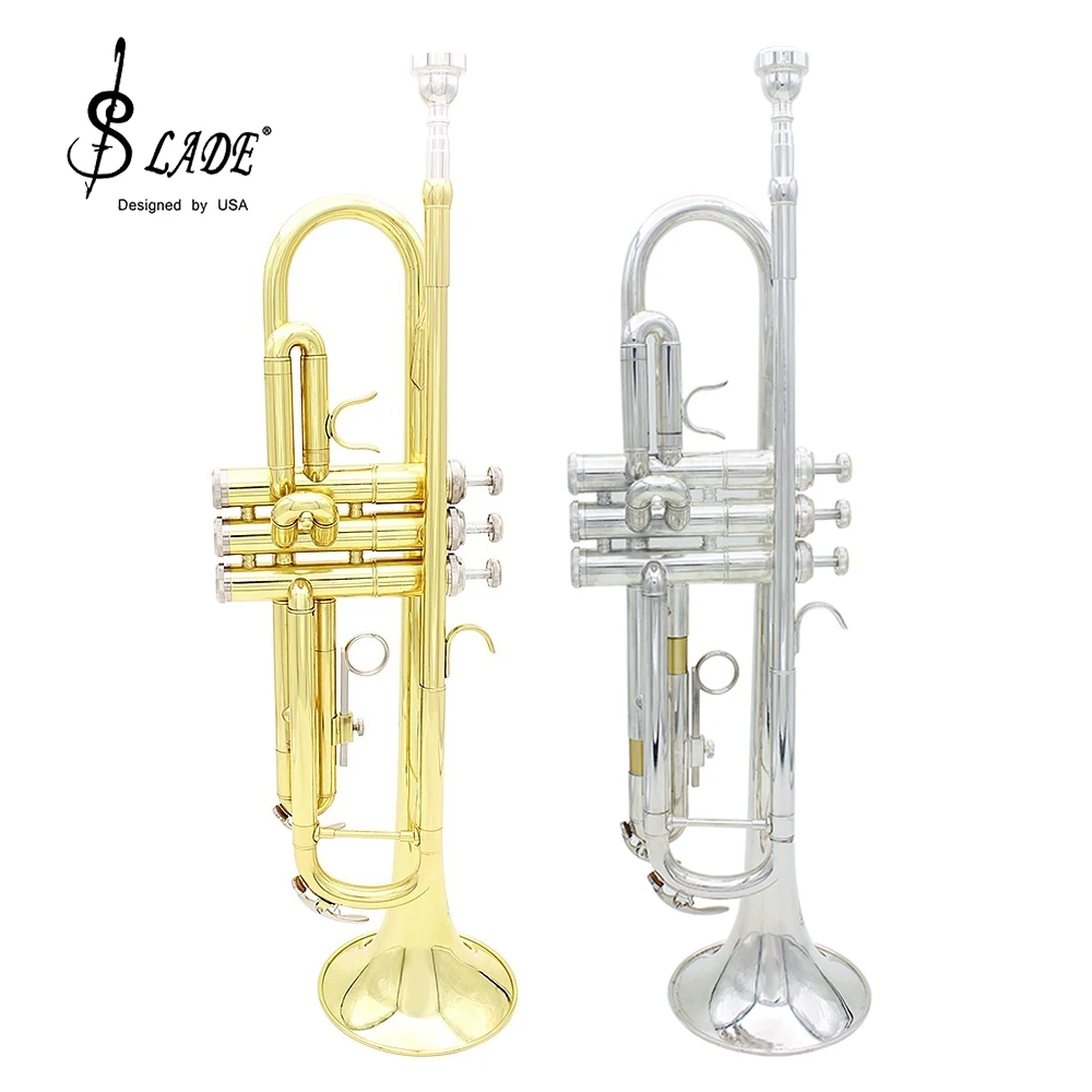 SLADE Bb B Flat Trumpet Brass Body Musical Trumpet Set with Storage Case Mouthpiece Professional Brass Instrument Trumpet