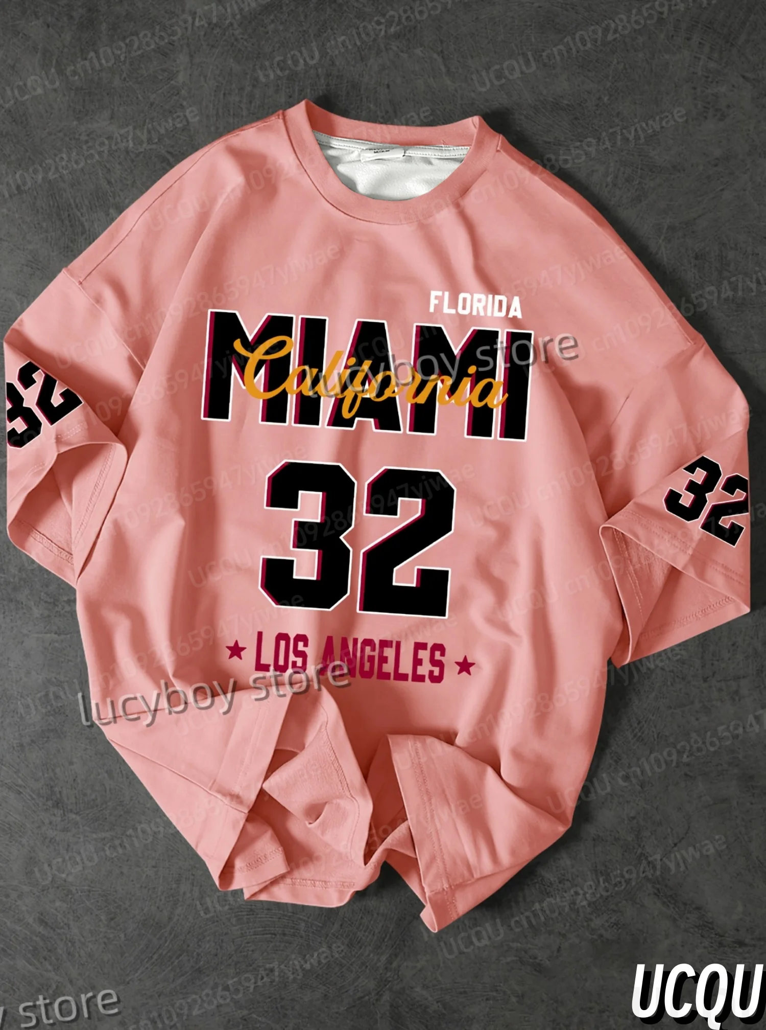 

Hot Selling Summer Florida Miami 32 Print Polyester Lightweight Short Sleeve Plus Size T-Shirt Men Jersey Tees Men Clothing