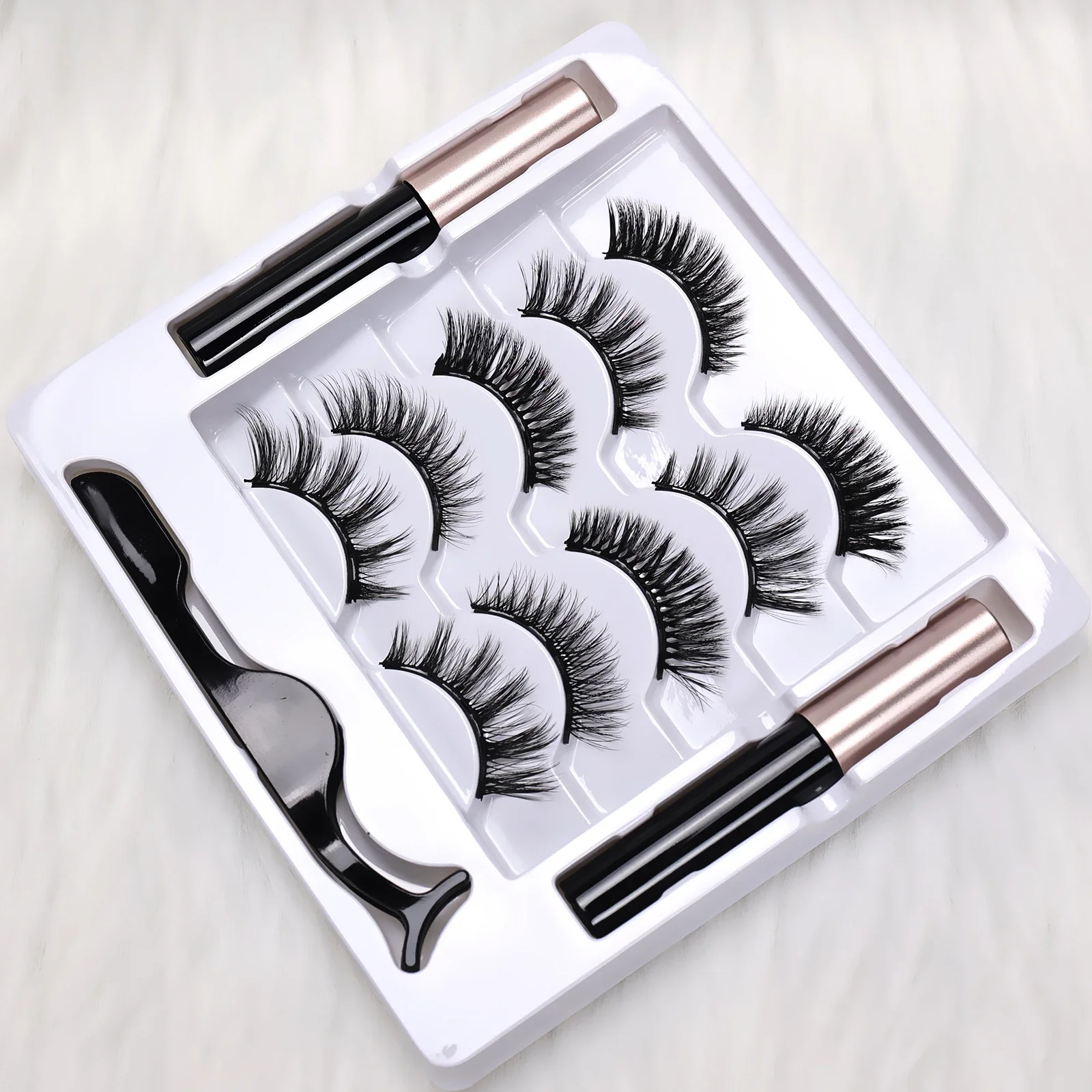 Sommer Wasserfestes Magnetisches Wimpernset 5 Paar Volle Streifen Dramatische Dicke Wimpern Mit Magnetischem Eyeliner Outdoor-Make-up – Detail 2