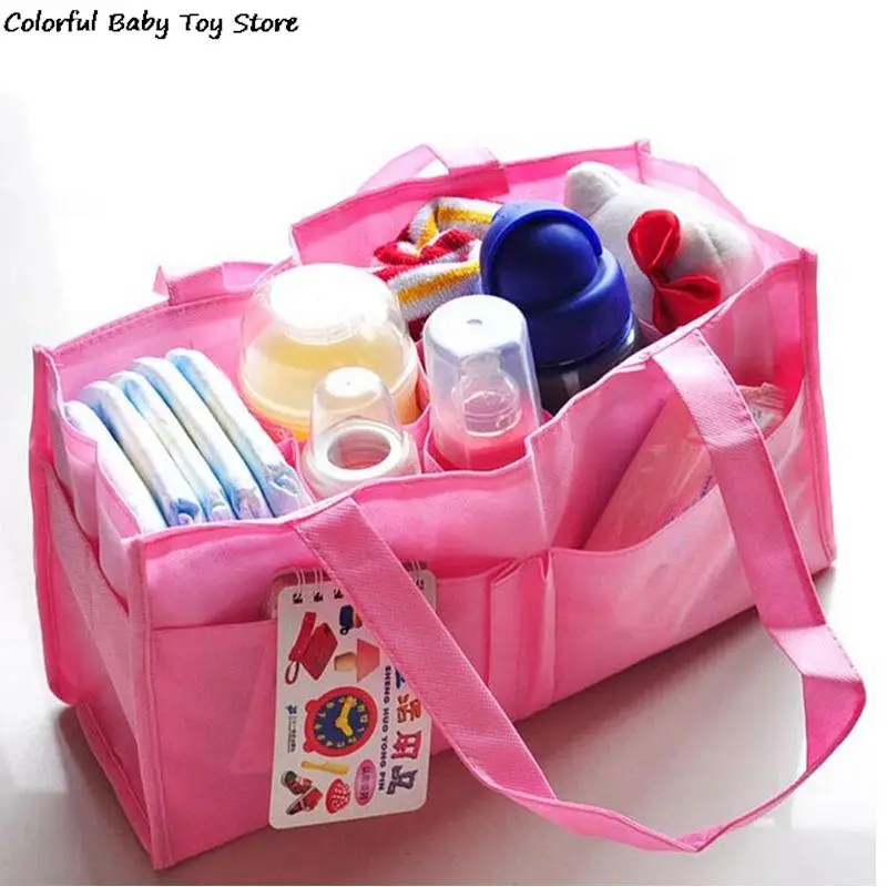 

New Hot Portable Multifunction Mummy Hand Bag Baby Bottle Diaper Storage Tote Environmental Non-Woven 7 Separate Bag