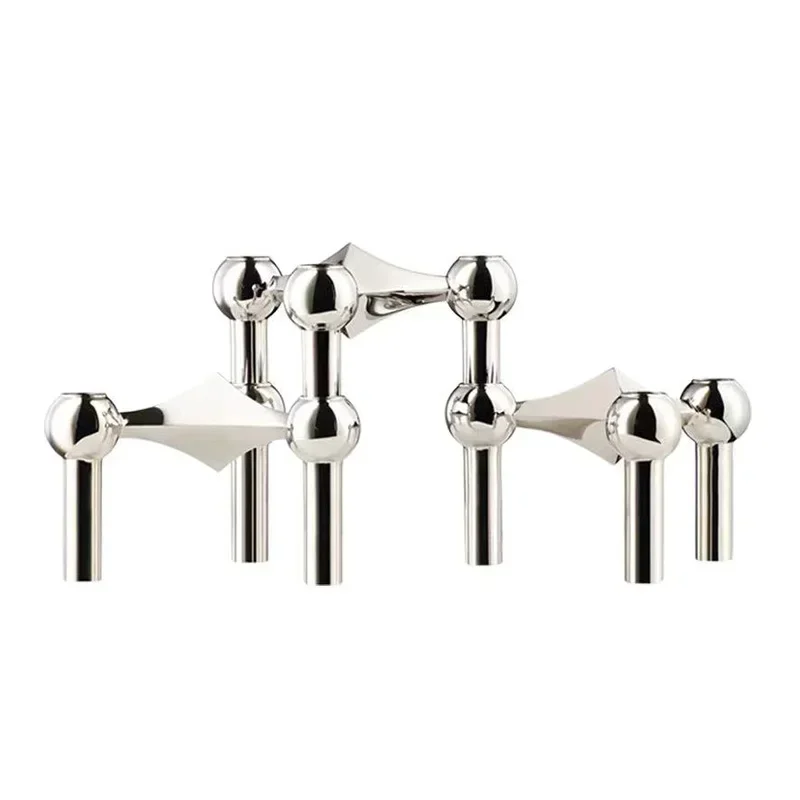 New Danish Metal Candle Holder Molecular Structure Nordic Candlestick Tealight Gold Table Centerpiece Living Room Decorati