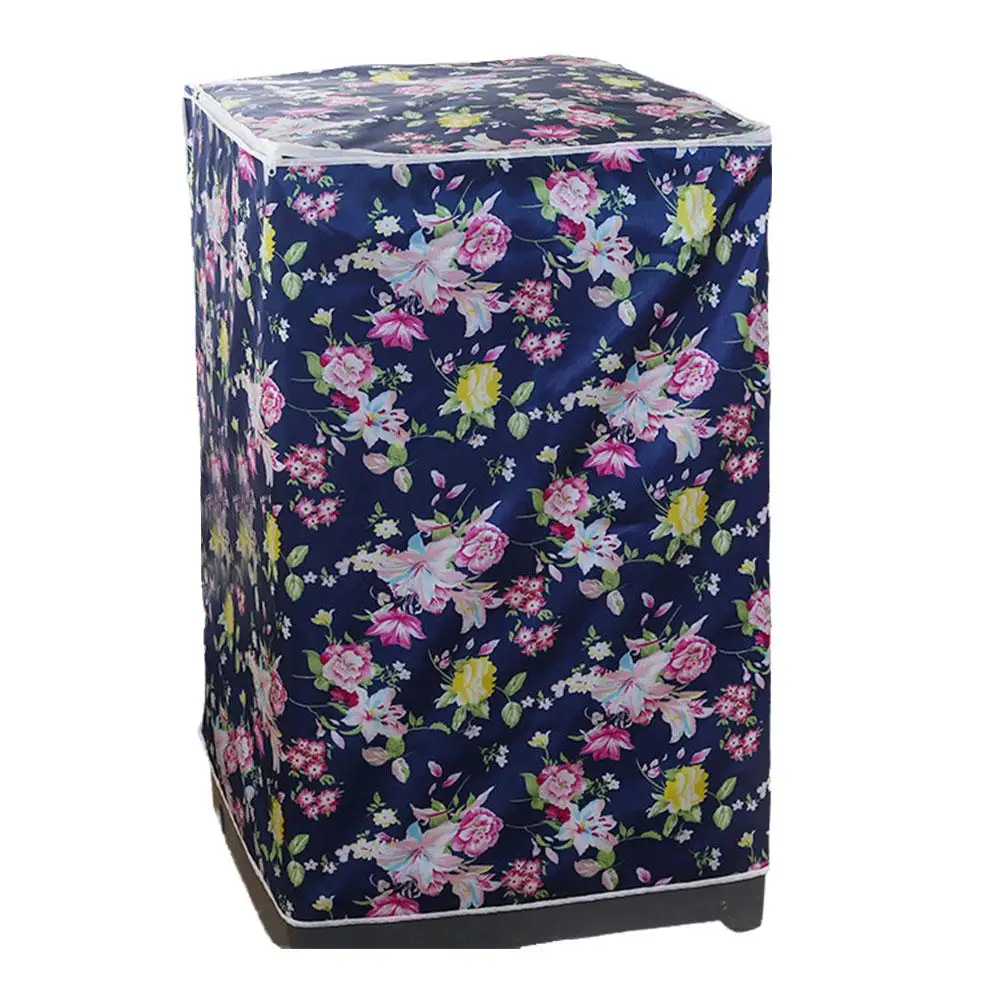 Waterproof Sunproof Washing Machine Cover Dust Flower Pattern Print Zippers Household Dryer Cover Supplies Cover F5i9