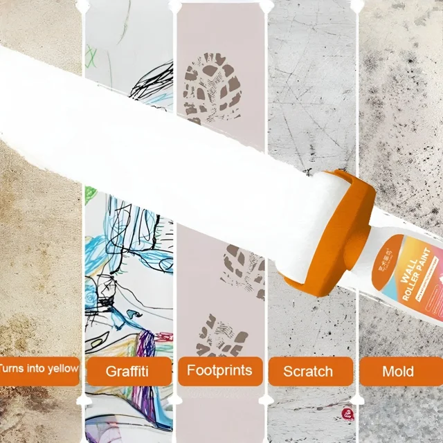 Self Brushing Water Based Wall Roller Paint High Coverage White Wall Repair for Stains Graffiti Yellowing Mold Home Wall Renew 2 Self Brushing Water Based Wall Roller Paint High Coverage White Wall Repair for Stains Graffiti Yellowing Mold Home Wall Renew 2
