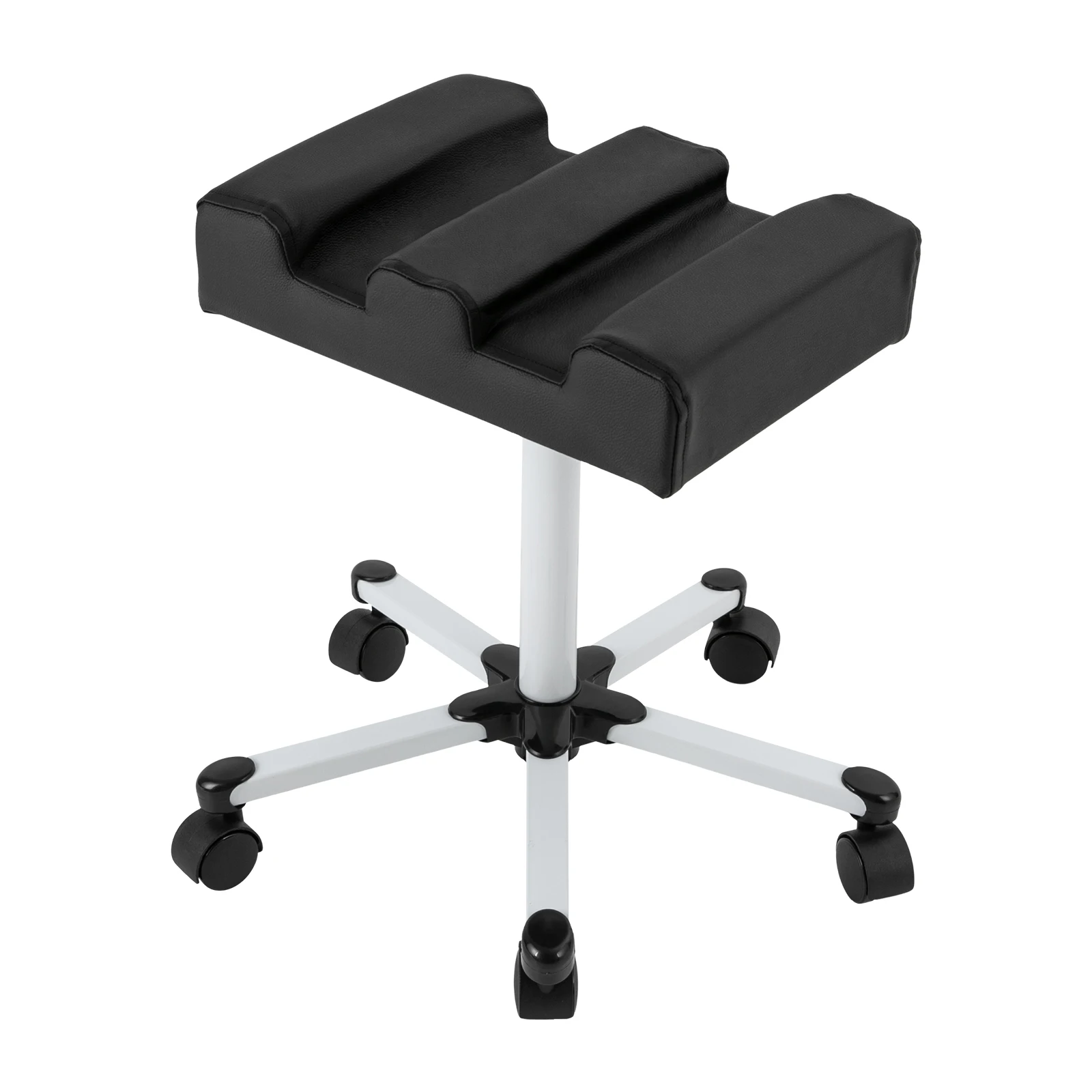 Adjustable Pedicure Stool Manicure Foot Rest Pedicure Nail Footrest Desk Salon Spa Stand with Wheels Black/White