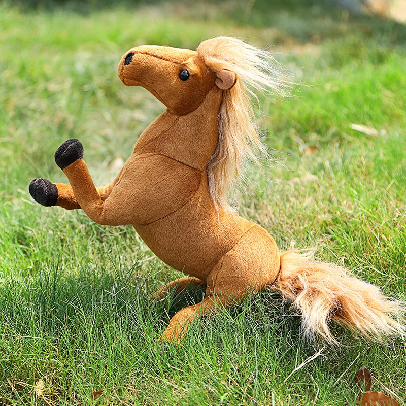 32X28CM New Horses Plush Toy Stuffed Soft Animal Dolls Real Life Mustang Pillow for Children Kids Creative Birthday Decor Gifts