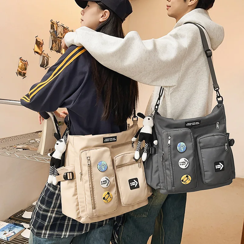Men's Large Crossbody Bag, Japanese Ins Style Literary Shoulder Bag, Casual School Sling Bag for Students