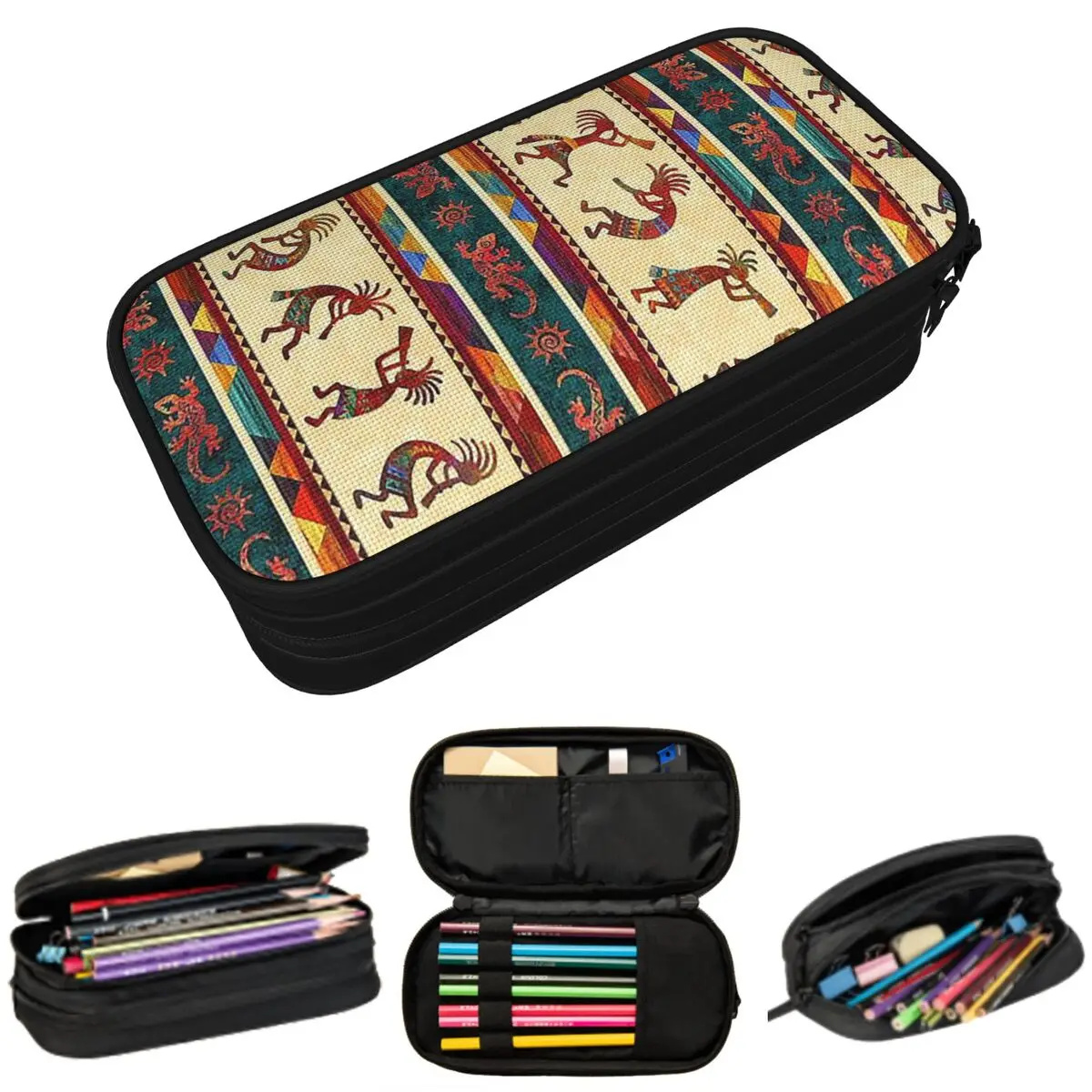 

Southwest Tribal Native American Kokopelli Pencil Case for Students School Pen Box Pencil Bag Stationery Supplies Pen Holder Bag
