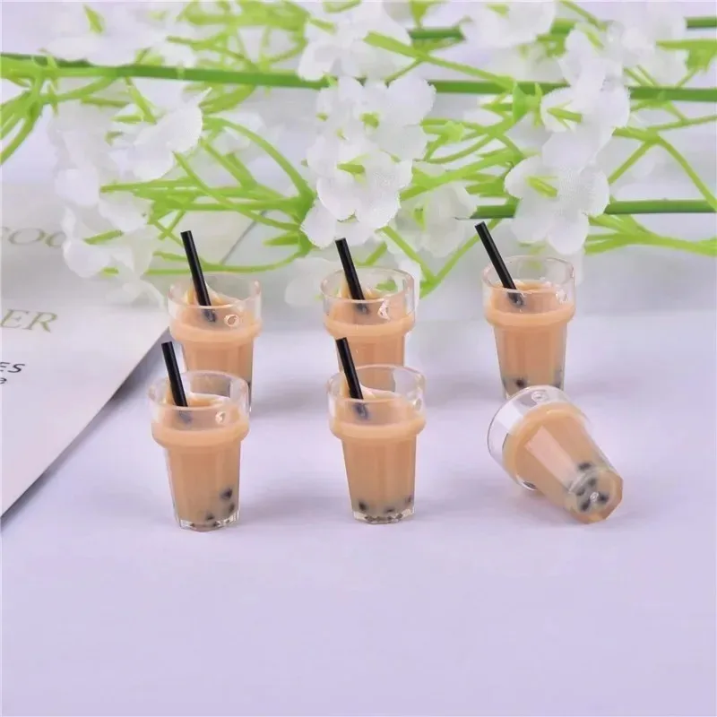 1:12 Dollhouse Miniature Milk Tea Charms Cute Pendants for Jewelry Making DIY Handmade Bracelet Earrings Key Chain Accessories