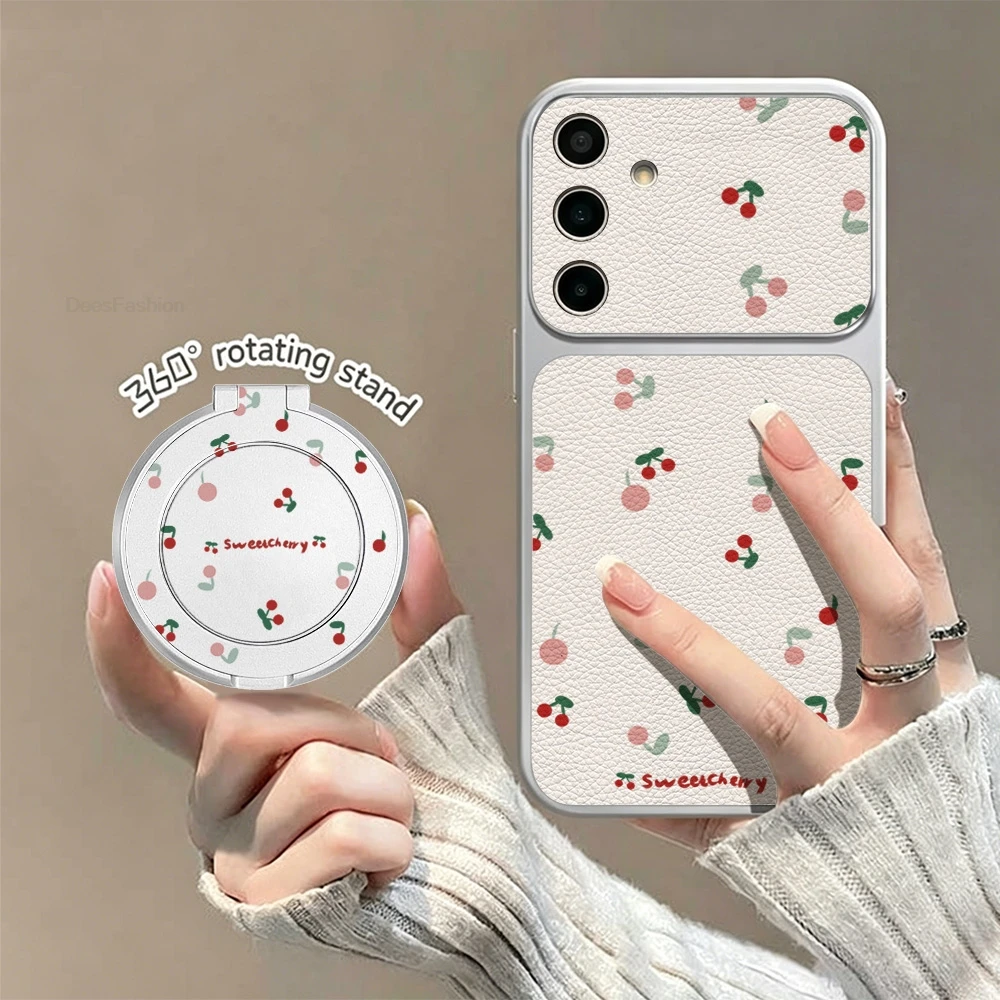 Cherry Pattern Phone Case For Samsung A57 A56 A55 A54 A53 A37 A36 A35 5G A32 A07 S26 S25 Ultra Shockproof Fundas With A Bracket