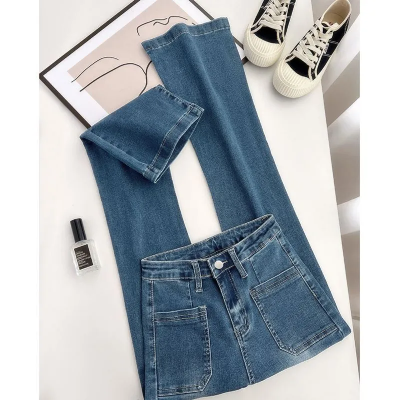 Jean Micro évasé rétro pour femmes, pantalon élastique amincissant taille haute, nouvelle collection automne et hiver