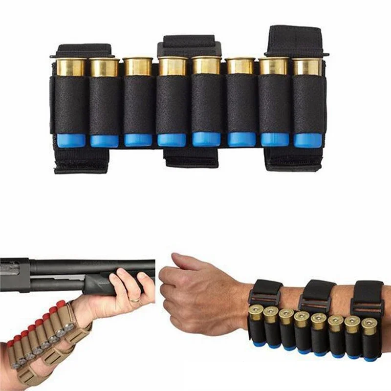 8 Rounds Tactical arm bullet bag 12/20 Gauge Shotshell Holder Pouch Shotgun Bullet Holder Rifle Ammo Cartridge Hunting Mag Bag