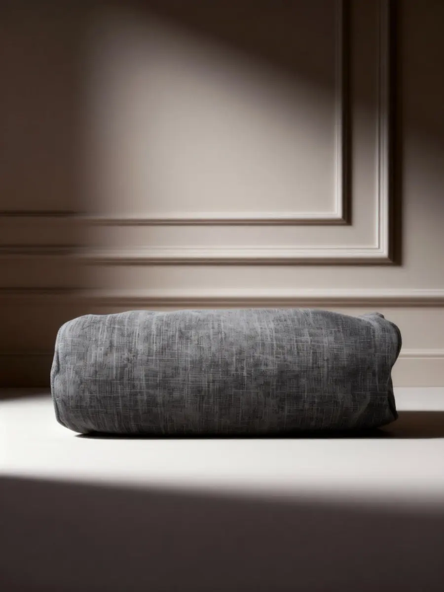 Round Pillow Case Cylindrical Lumbar Pillow Cover Soft Cotton Linen Neck Roll Pillowcase 15.7x5.9 Inch Grey for Home
