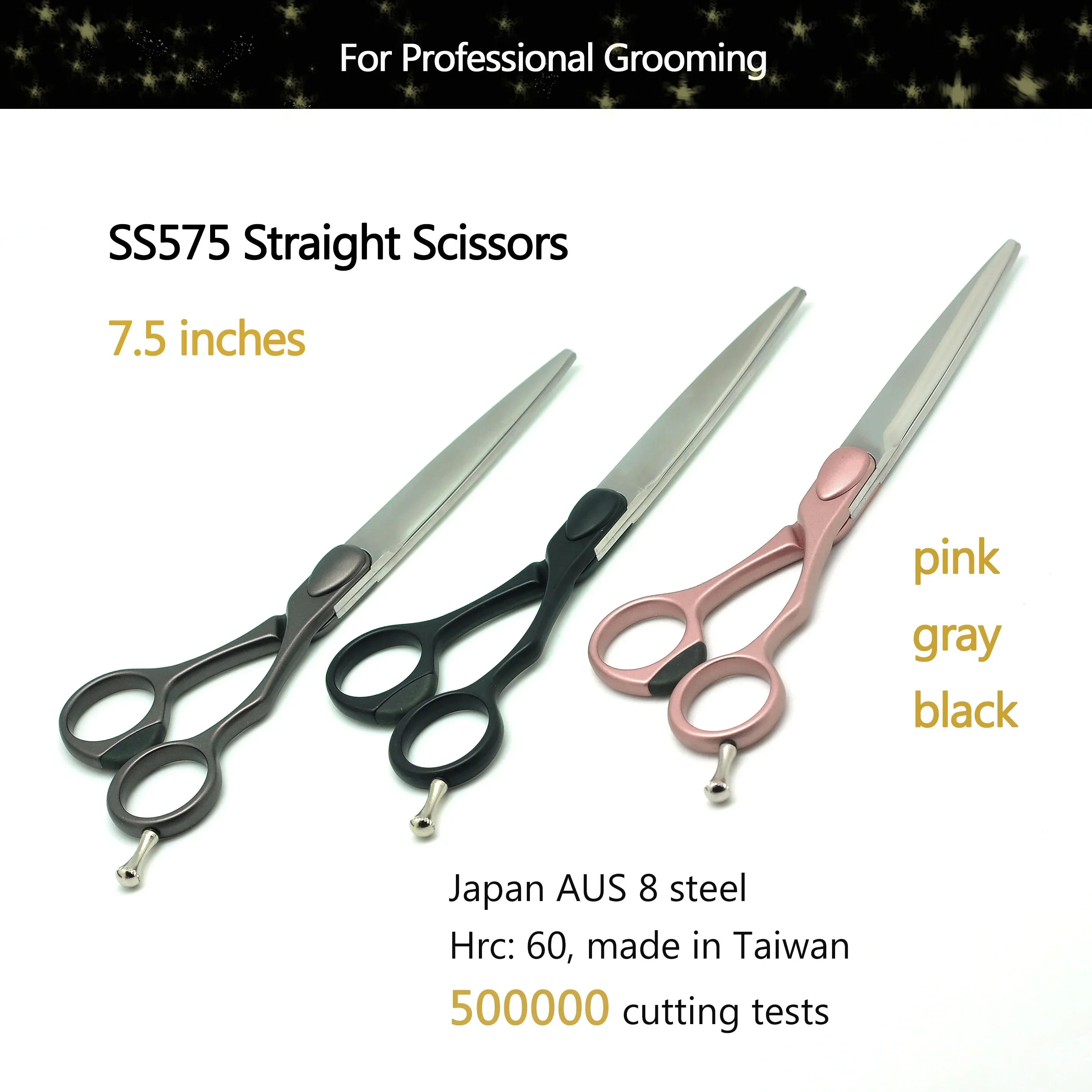

2025Pet Grooming Scissors 7.5 Inch Japanese Steel Rose Gold Straight Dog Shears Hair Scissors