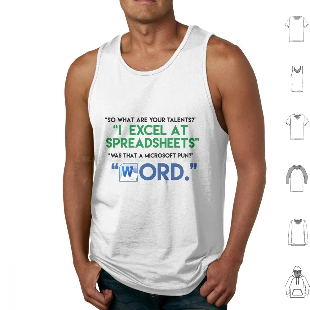 Word Tank Tops Vest Sleeveless Excel Spreadsheet Office Microsoft Nerd Data Accounting Geek Spreadsheets Funny Cpa Accountant