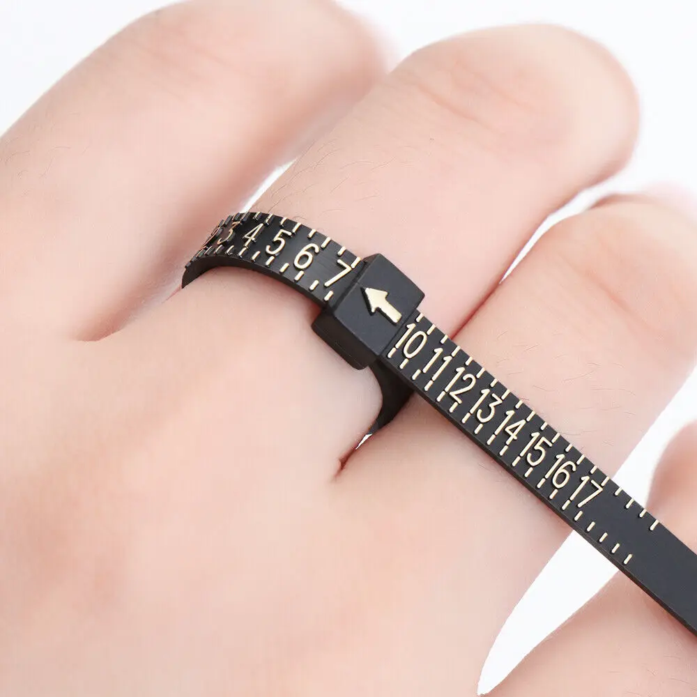 Juego de medición de calibre de anillo, herramienta de medida de tamaño de dedo reutilizable, herramientas de tamaño de joyería, tamaño de anillos de EE. UU. 1-17