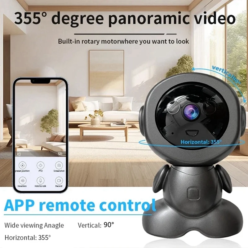 Kamera Wifi nirkabel 2MP, deteksi manusia AI pelacakan otomatis Monitor bayi HD pengawasan Robot nirkabel Cmaeras rumah pintar