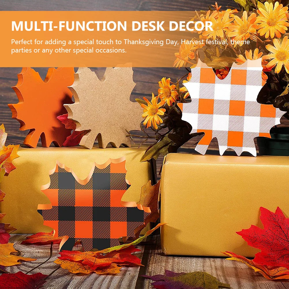 

4Pcs Wood Maple Leaf Table Decor Wear-Resistant Autumn Festival Decorative Maple Ornaments Desk Decor Home Accessories