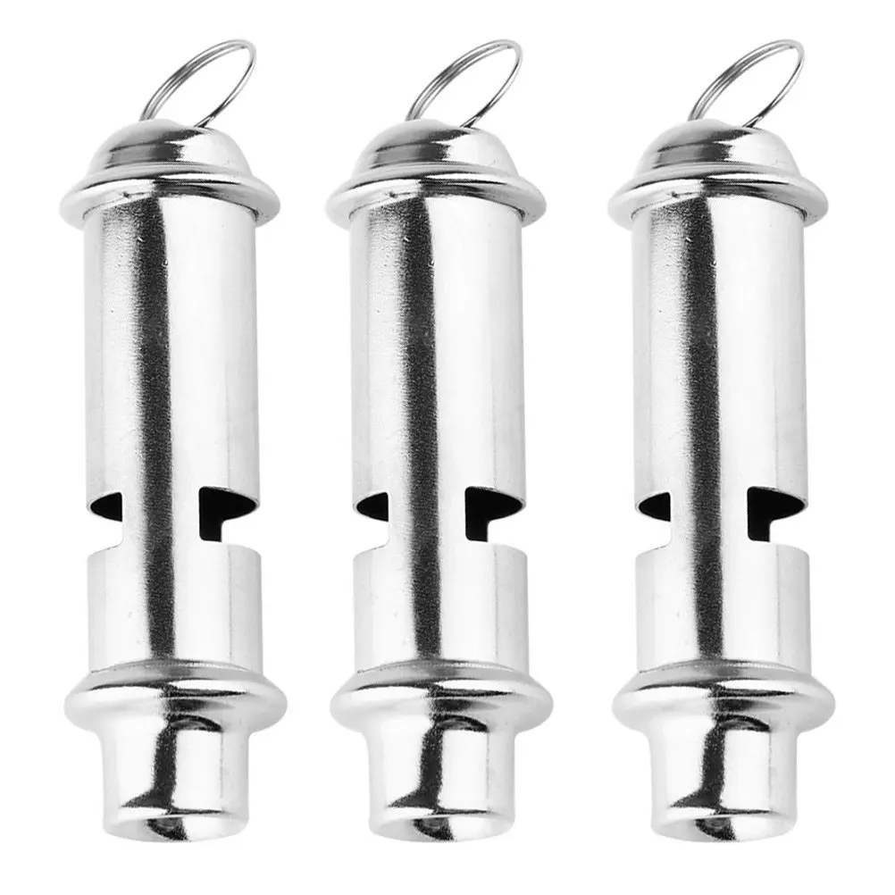 3Pcs Portable Stainless Steel Whistle Outdoor Emergency Whistle High Volume Loud Clear Tone Survival Camping Safety Tool