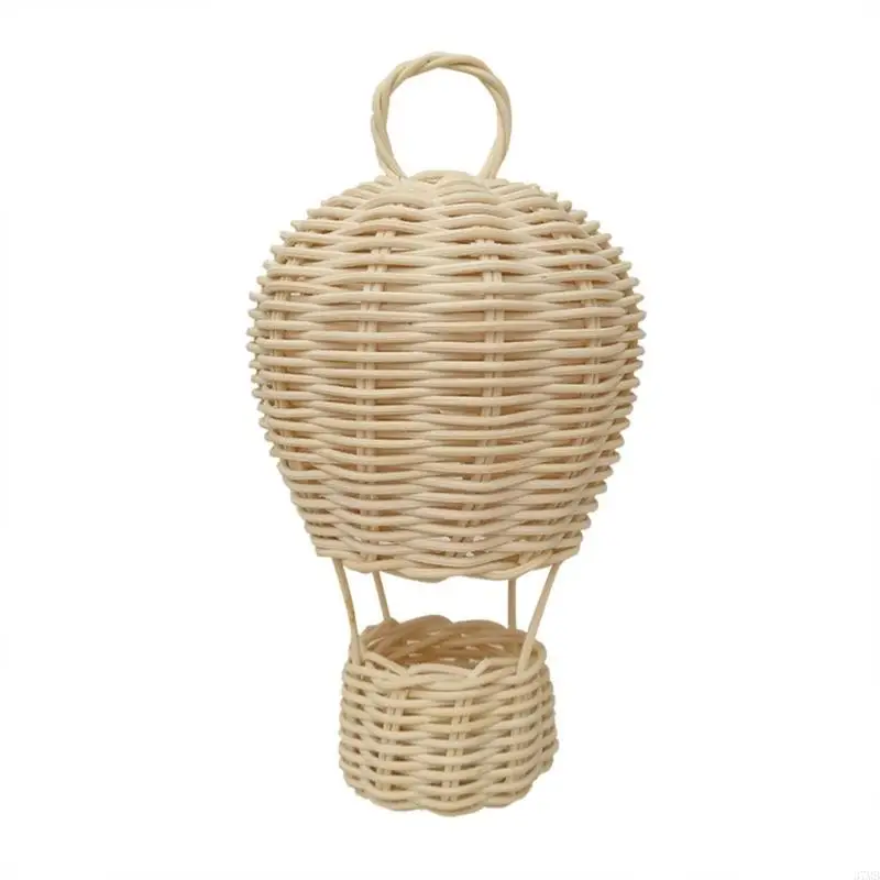 37MB Rattan Hot Air Balloon Handwoven Small Pendant Charm Accessory Decor for Kids Room Kindergarten Nursery Decoration