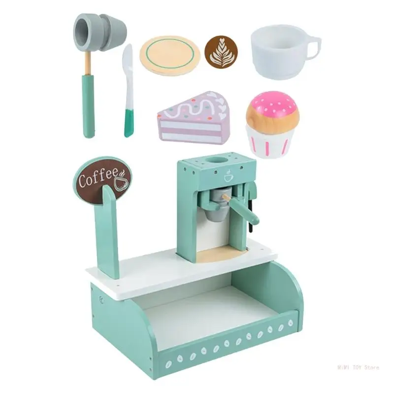 Pretend Play Coffee Shop Toy with Cupcake Coffee Maker Accessories Realistic Dessert Set Interactive Kids Role Play Toy