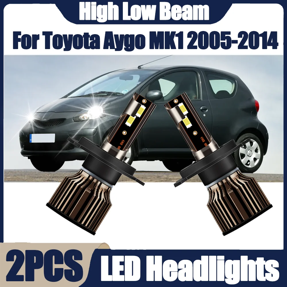 

2PCS High Low Beam LED Headlight Bulbs 3570 CSP Chips H4 6000K White 30000LM 130W Car Headlamps For Toyota Aygo MK1 2005-2014