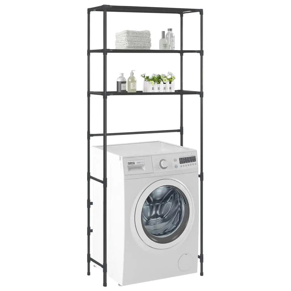 3-Tier Black Storage Rack for Laundry Room - Space-Saving Shelf 69x28x169 cm