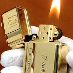 Brass Pure Copper Glock G17 Heavy Armour Punk Kerosene Lighter Sealed Oil Machine Waterproof and Windproof Toy Collection Gift