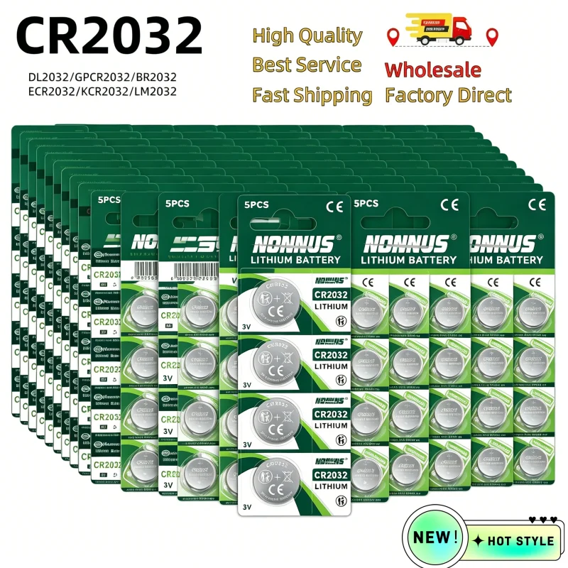 

Wholesale CR2032 Coin Cell CR 2032 DL2032 BR2032 KCR2032 Battery Car Remote Control Toy Coin Cell Electronics