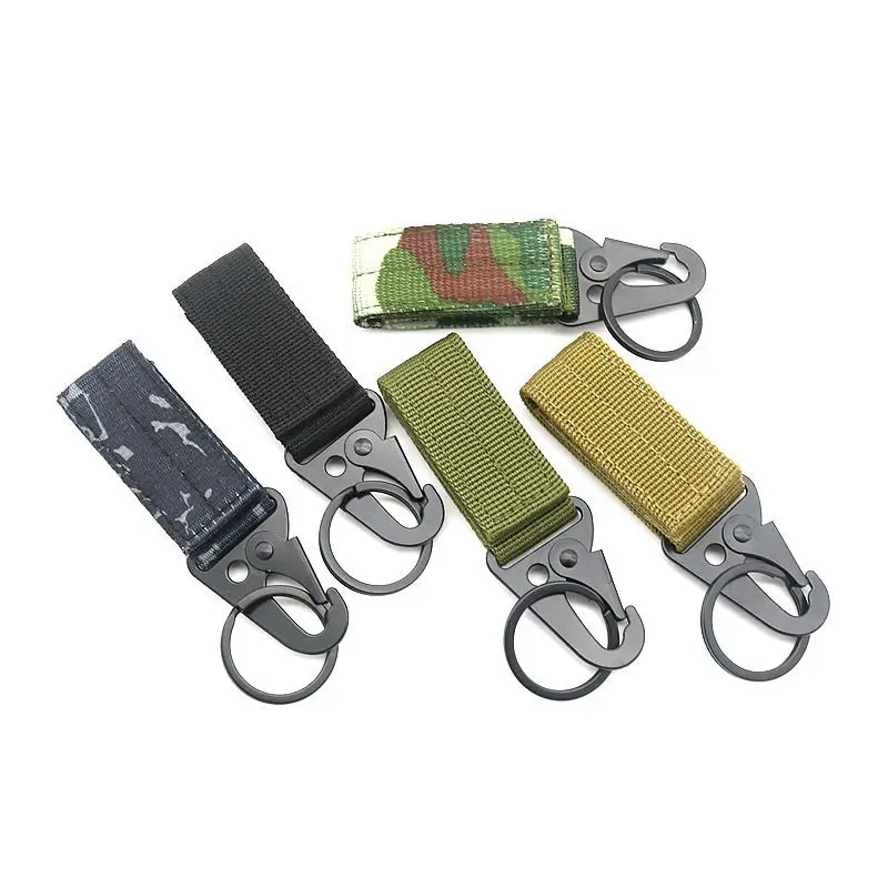 Camping Hiking Tactical Nylon Molle Key Buckle Belt Multi-functional Metal Hanging Carabiner