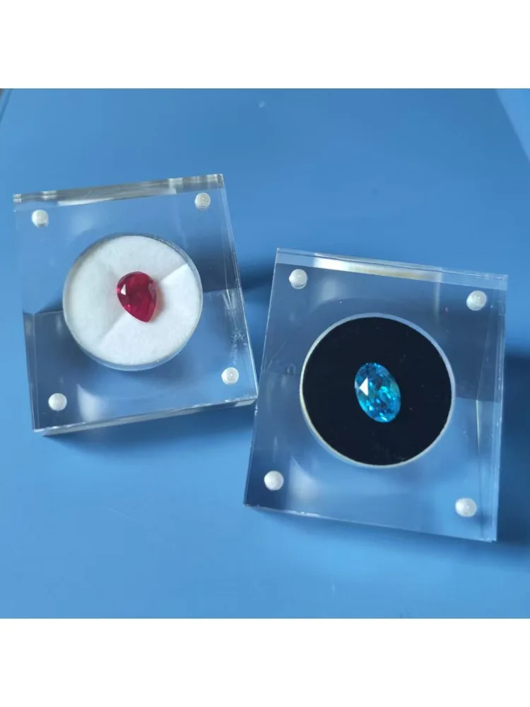 Boîte de rangement de diamants en vrac, présentoir de bijoux en pierres précieuses transparentes, organisateur de pierres précieuses, boîte en pierre nue, vitrine en Zircon CVD 2 pièces