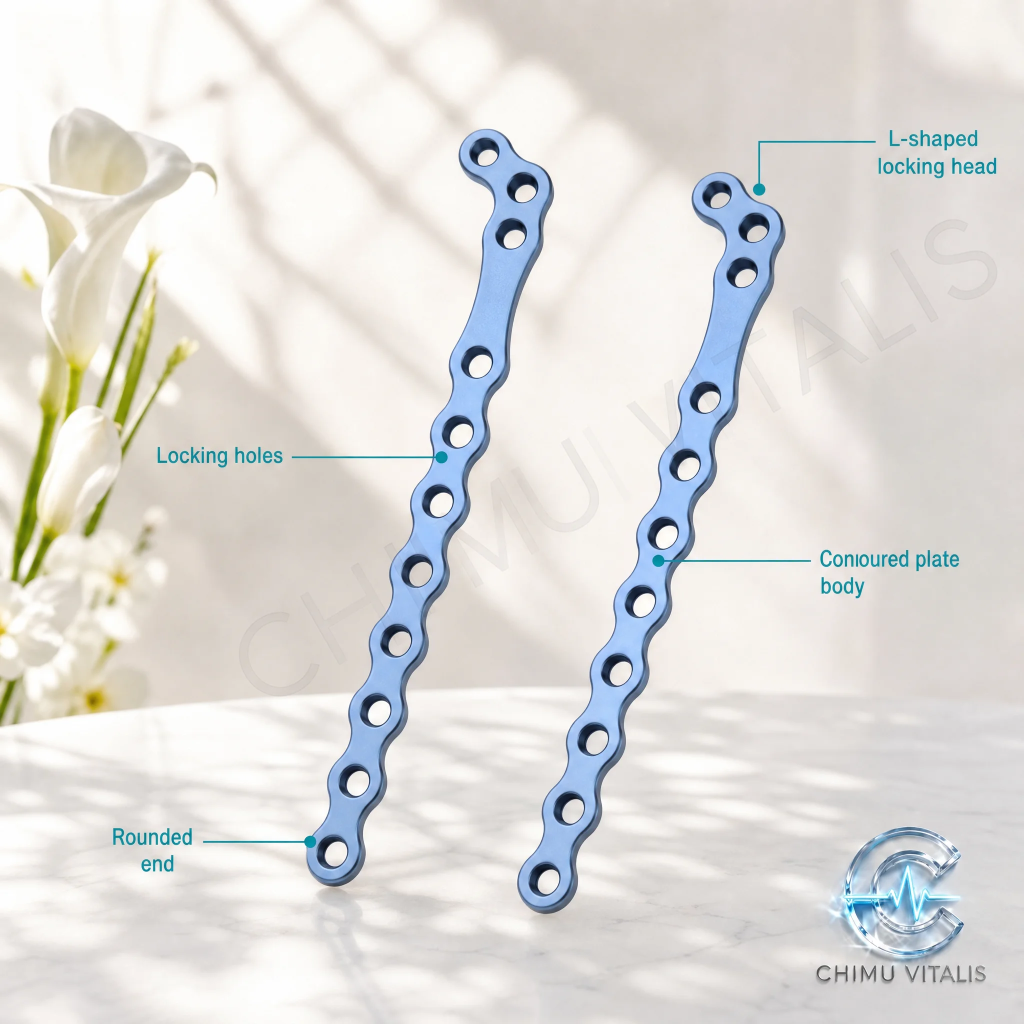 【CHIMU VITALIS】L-Type Fixation Plate Set, 1.8–4.6mm, Precision Technical Components