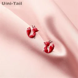 Uini Tail Hot Selling New 925 Tibetan Silver Fashion Simple Personality Sweet Red Fox Creative Earrings Dynamic High Quality