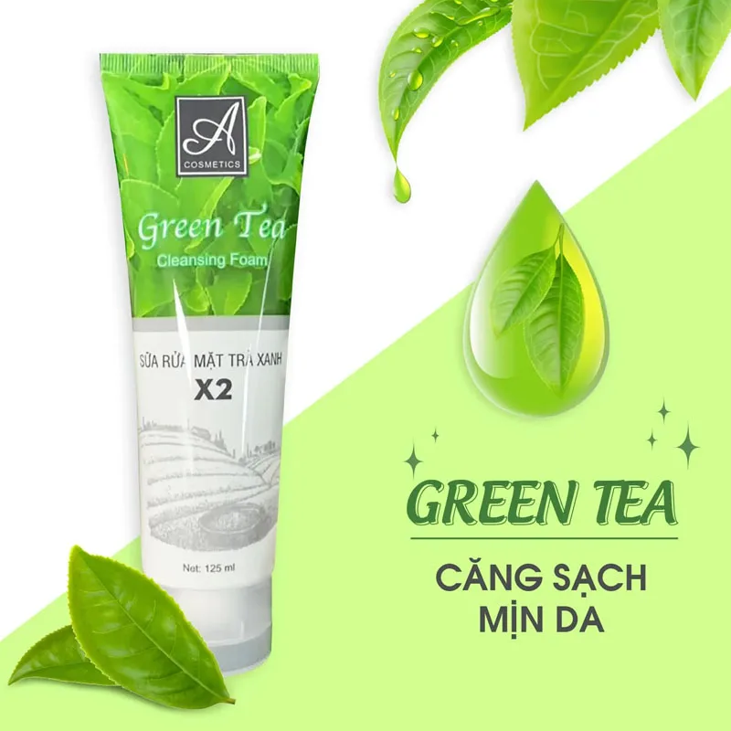 120ml Sữa rửa mặt trà xanh X2 giúp da mặt trông sáng hơn, mềm mại và căng mịn ngăn ngừa lão hóa. sua rua mat tra xanh X2