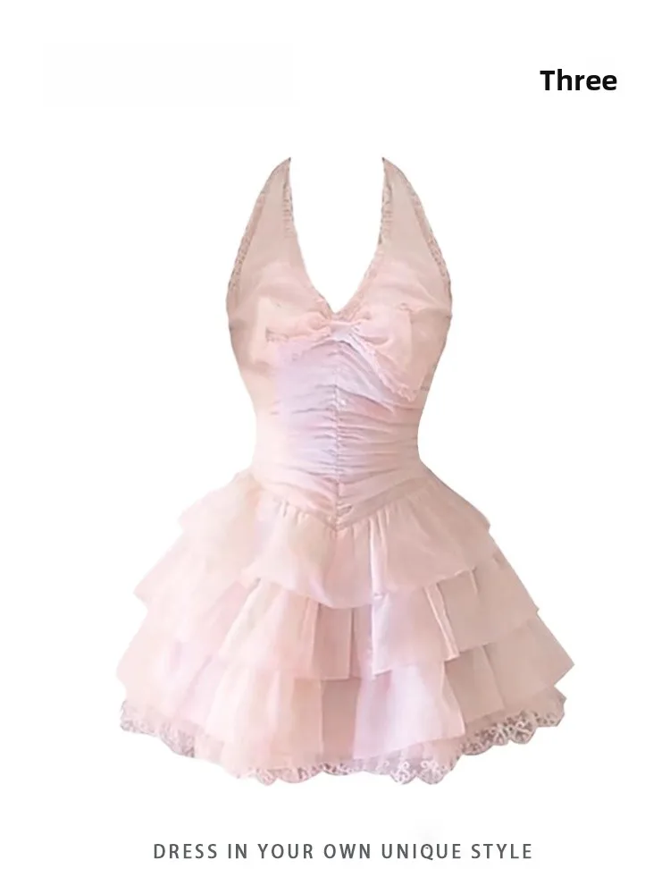 HEZA Zoete Roze Strik Neline Puffy Dr Vrouwen Zomer Casual Sle Ciwalk A-lijn Rok Casual Scenario's ort Sve